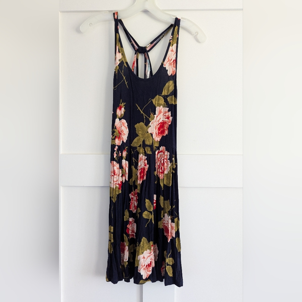 Urban Outfitters Floral Sleeveless Dress - Navy and Pink Size M